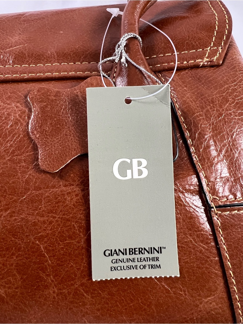 Giani Bernini Big Buckle Brown Tobacco Glazed Leather Baguette Shoulder Purse - Picture 4 of 14